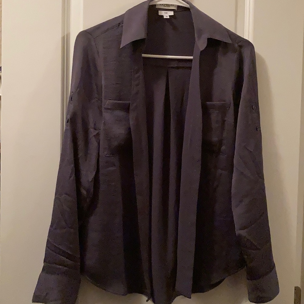 Charcoal satin feel button down portofino